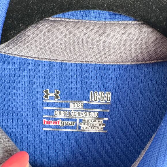 Under Armour Blue Loose Fit Heat Gear Short Sleeve Polo - Large - Picture 3 of 5